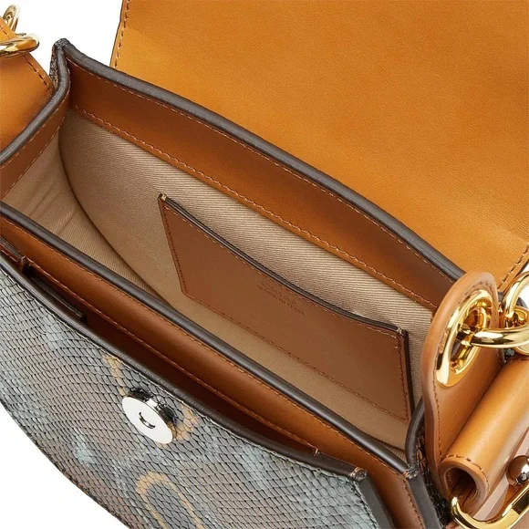 NEW Chloé Tess Small Snake-Embossed Leather Shoulder Bag - Picture 3 of 10